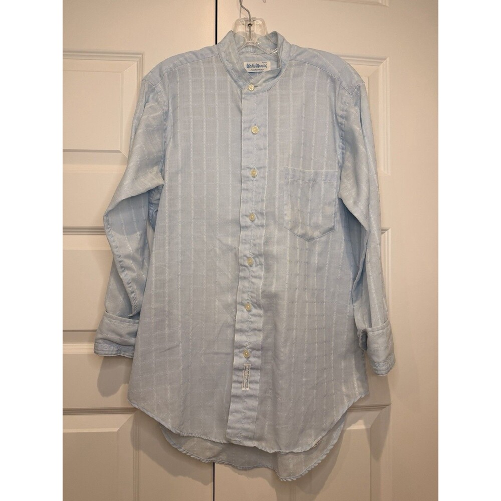 Vintage Uicola Wancini Roma Florentine Mens Shirt 50 60s Single Needle Threading